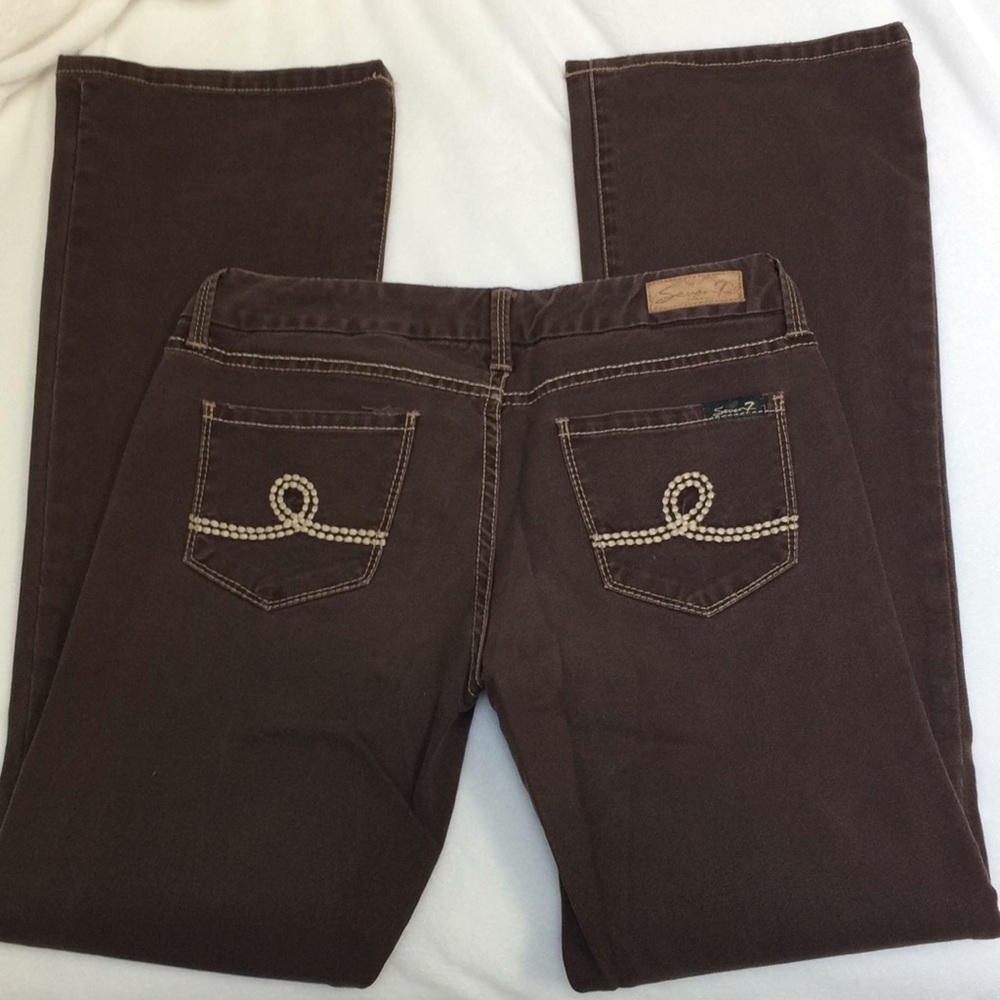 Seven 7 Brown Boot Cut Faded Jeans
